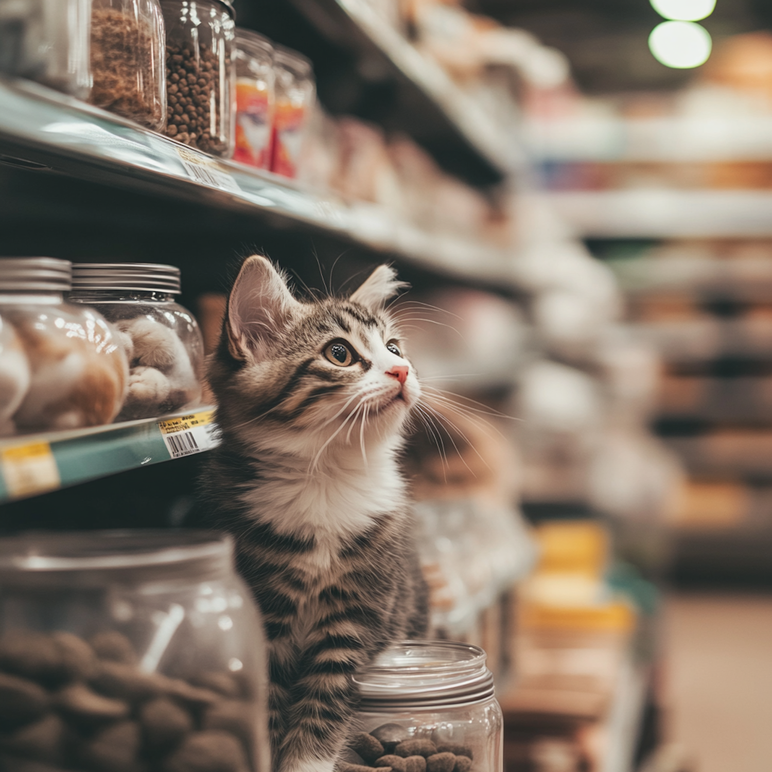 Curious Kitten in Pet Store