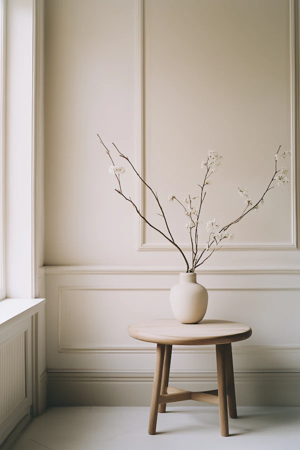 Minimalist Interior with Blossoms