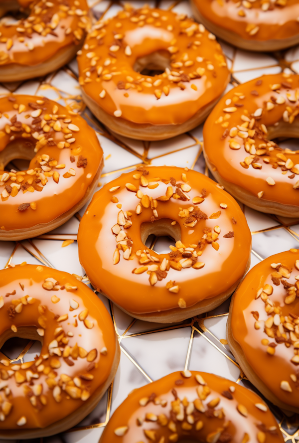 Caramel Glazed Doughnuts with Chopped Nuts