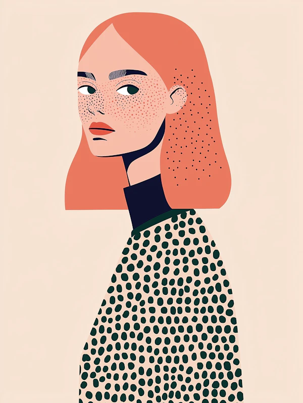 Stylized Woman with Red Hair