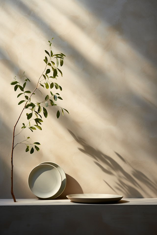 Serenity in Simplicity: Ceramic Elegance and Shadow Play