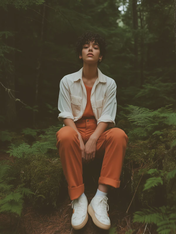Serene Woman in Forest