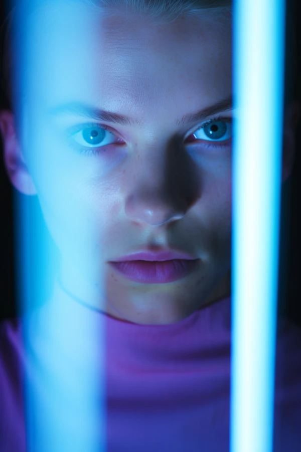 Futuristic Contemplation in Blue