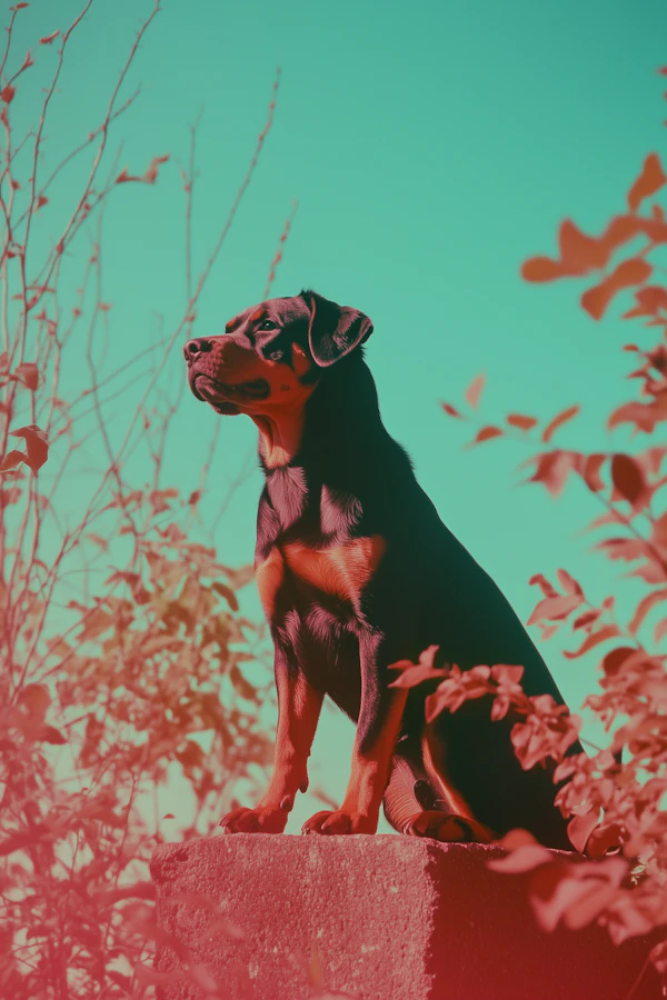 Alert Dog on Stone