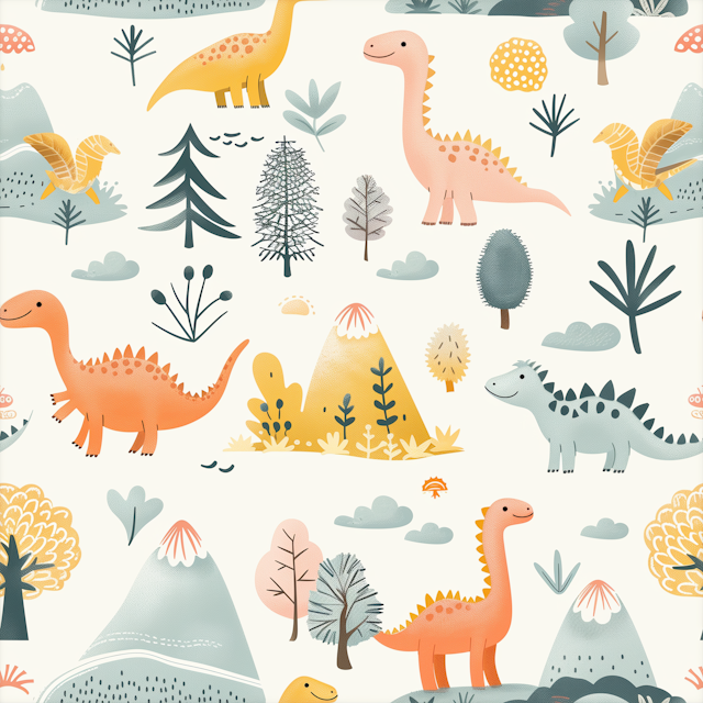 Whimsical Dinosaur Illustration