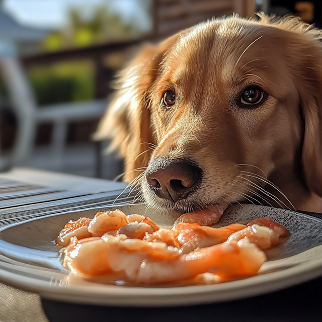 Golden Retriever and Shrimp