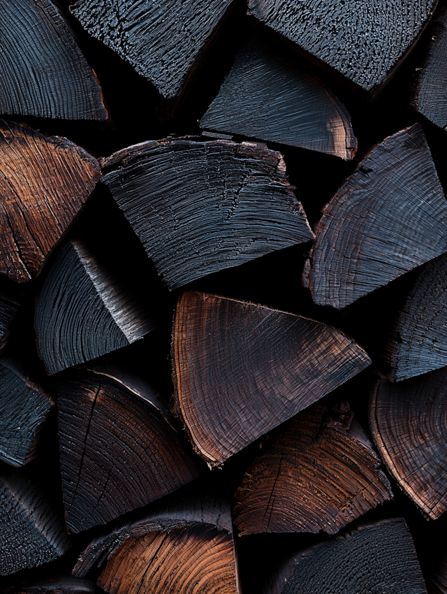 Close-up of Stacked Firewood