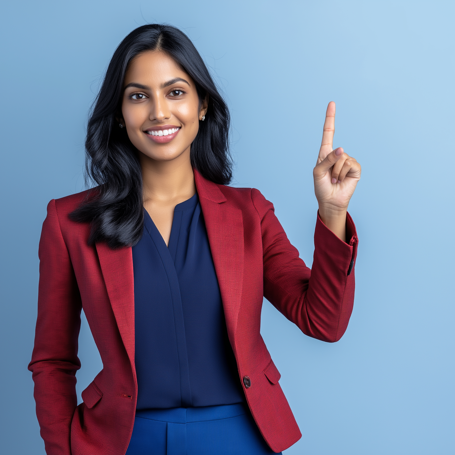 Confident Woman in Red Blazer