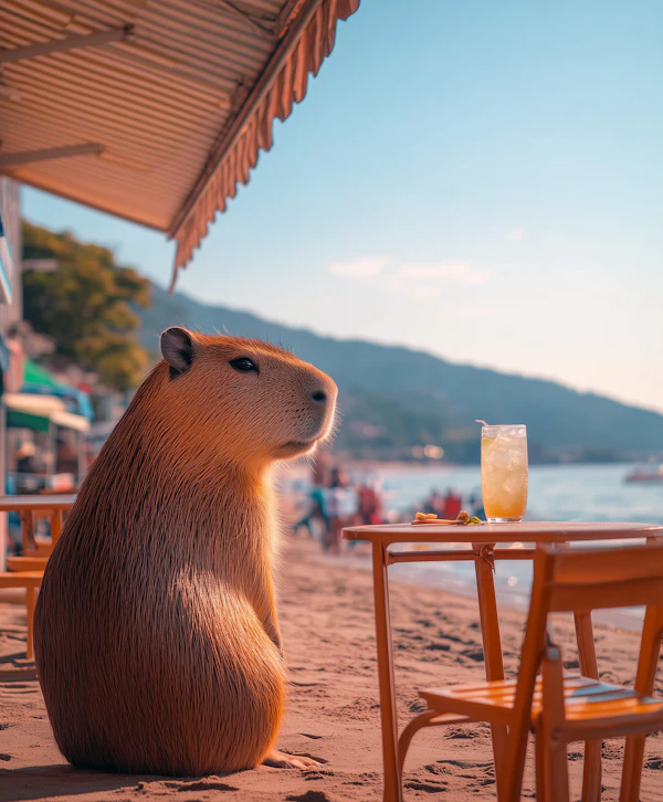 Capybara Beach Scene