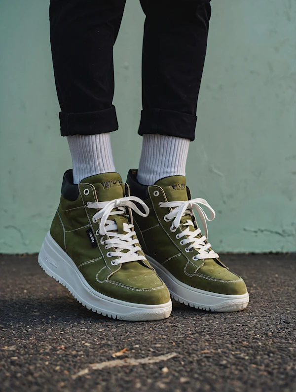 Olive Green High-Top Sneakers