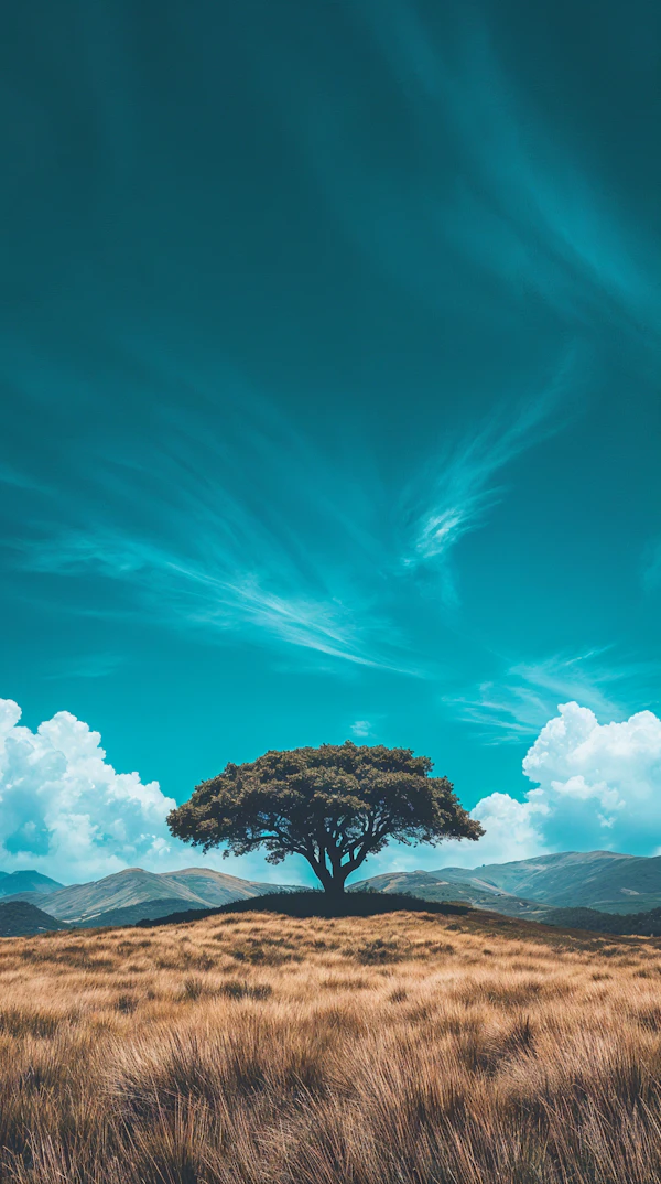 Solitary Tree in Open Field