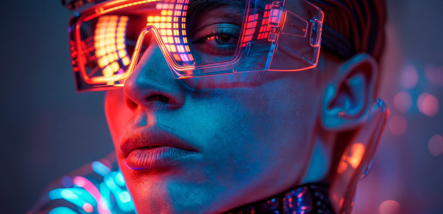 Futuristic Portrait with Colored Lighting