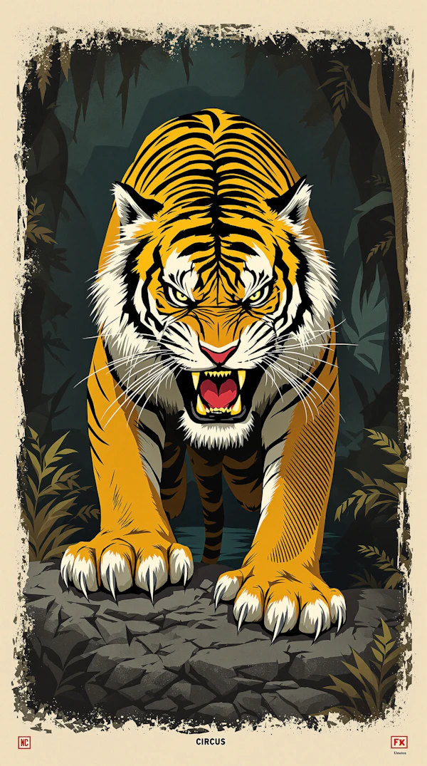 Majestic Roaring Tiger