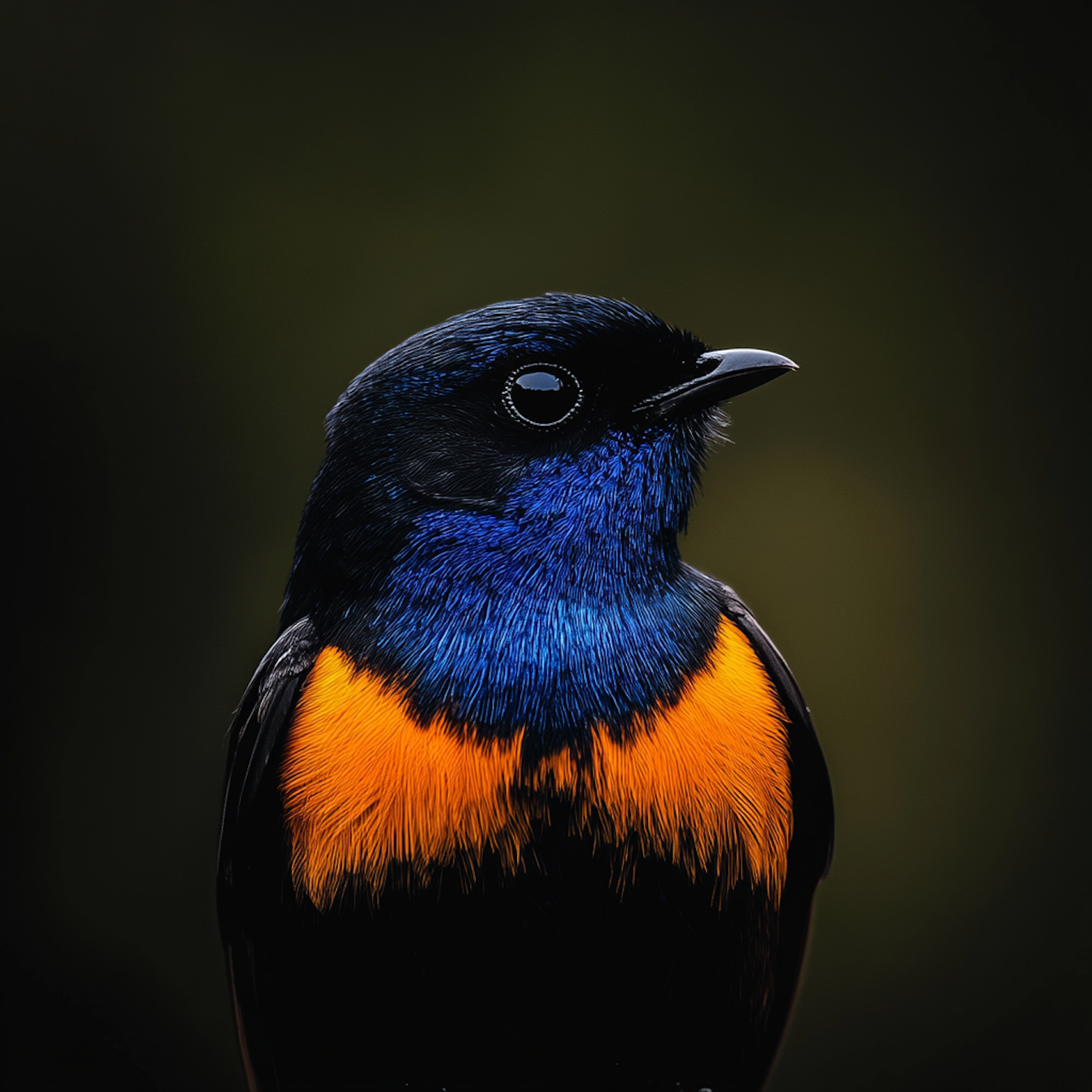 Vibrant Bird with Blue and Orange Plumage