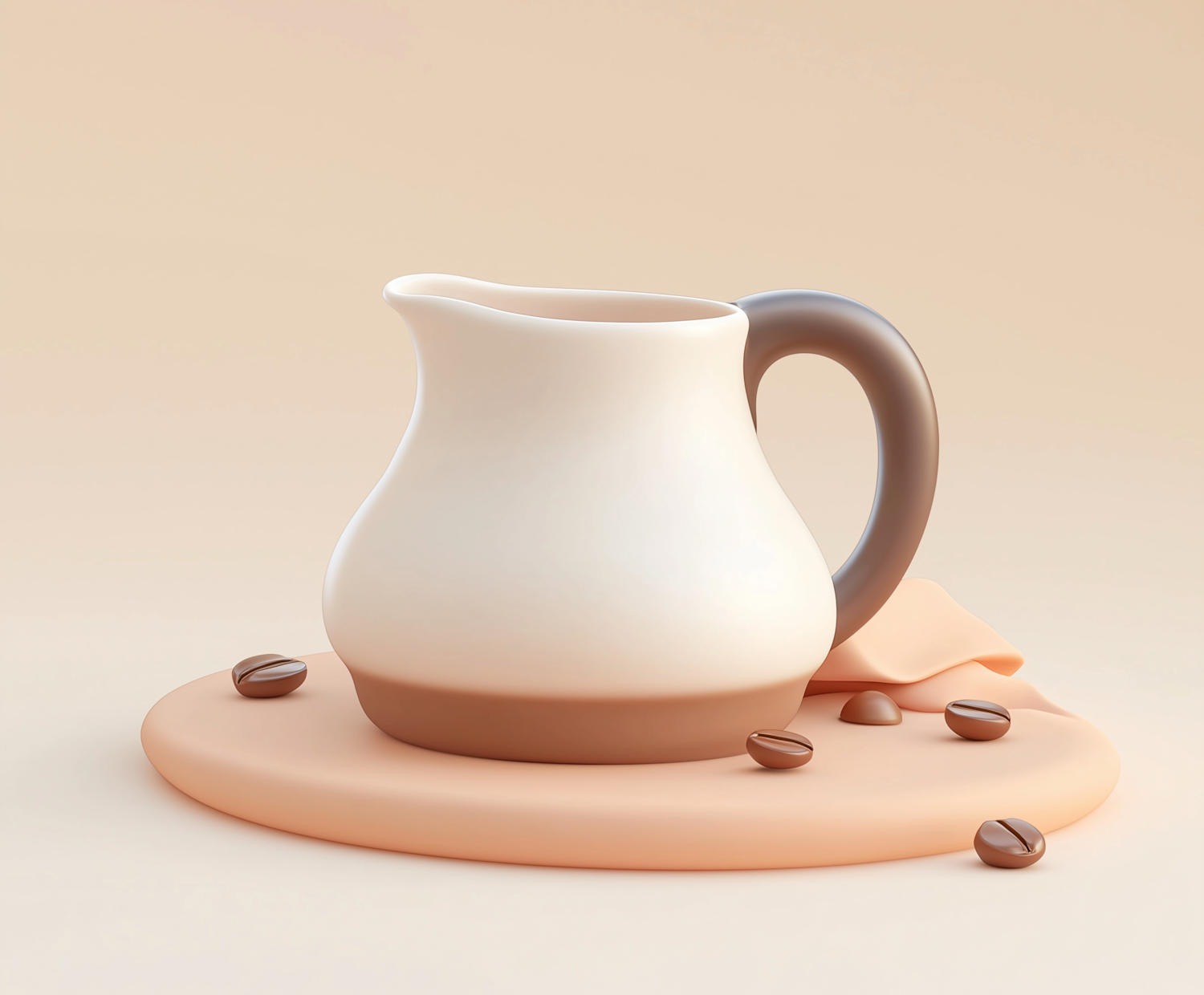 Minimalist 3D-Rendered Ceramic Pitcher