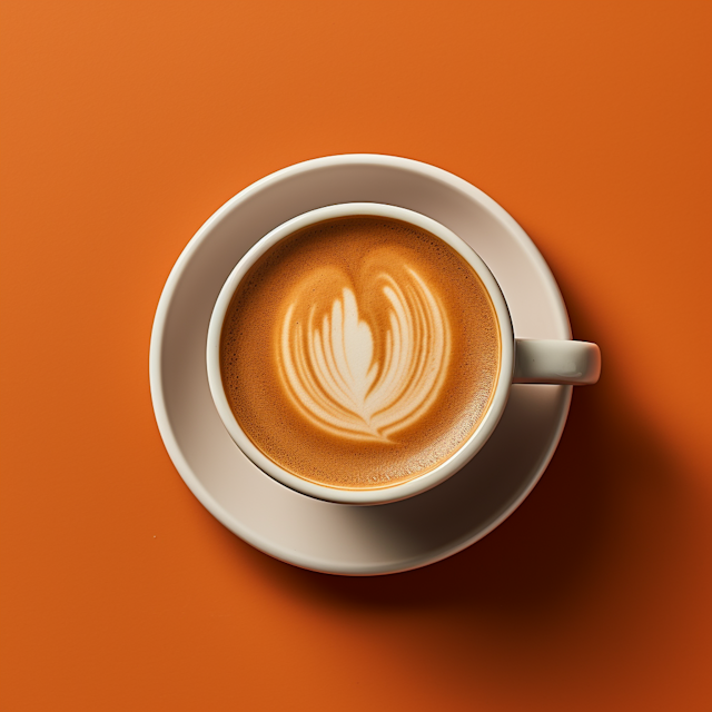 Artisanal Rosette Latte on Warm Orange