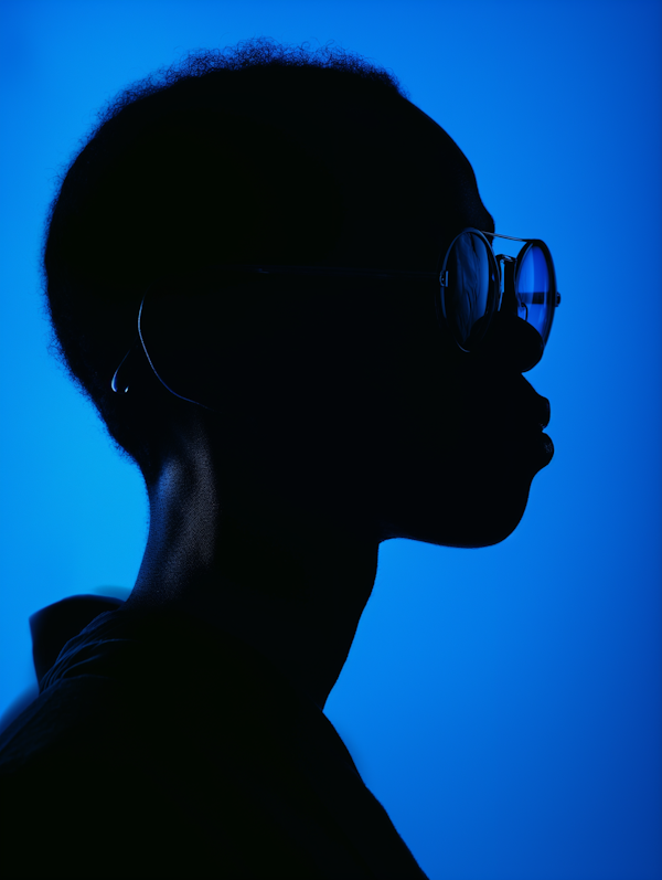 Blue Mystique: Afro Silhouette with Style