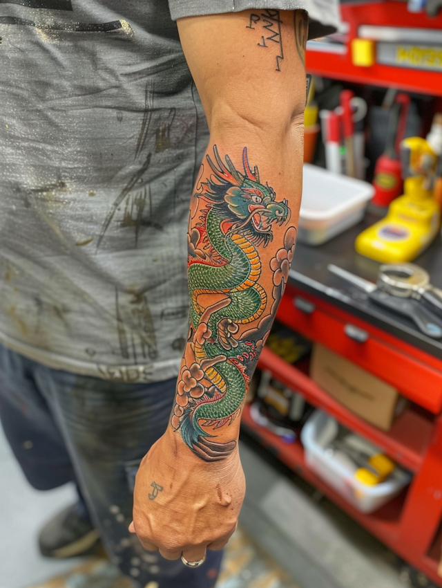 Dragon Tattoo on Human Arm