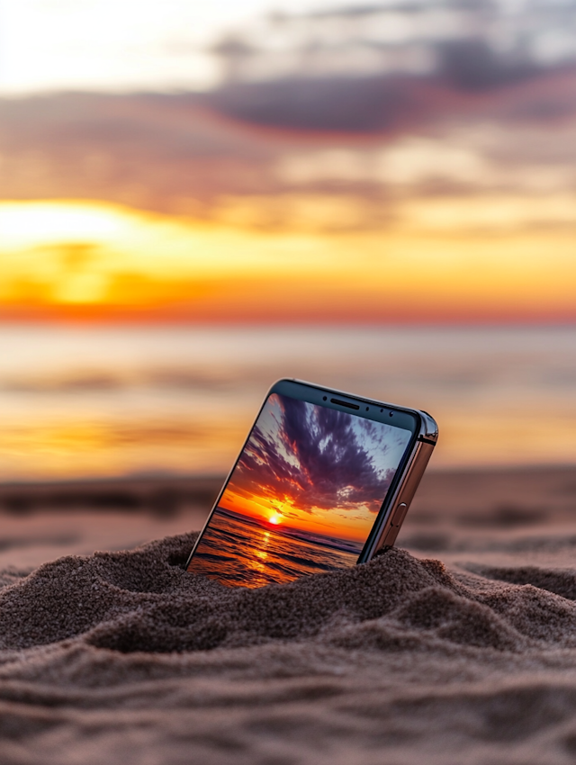 Sunset Smartphone in Sand