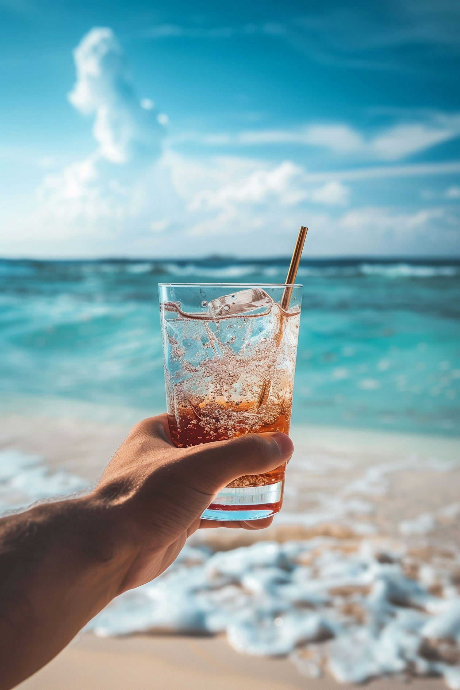 Tropical Beach Beverage in Hand