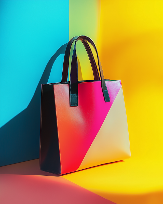 Stylish Handbag Against Vibrant Background