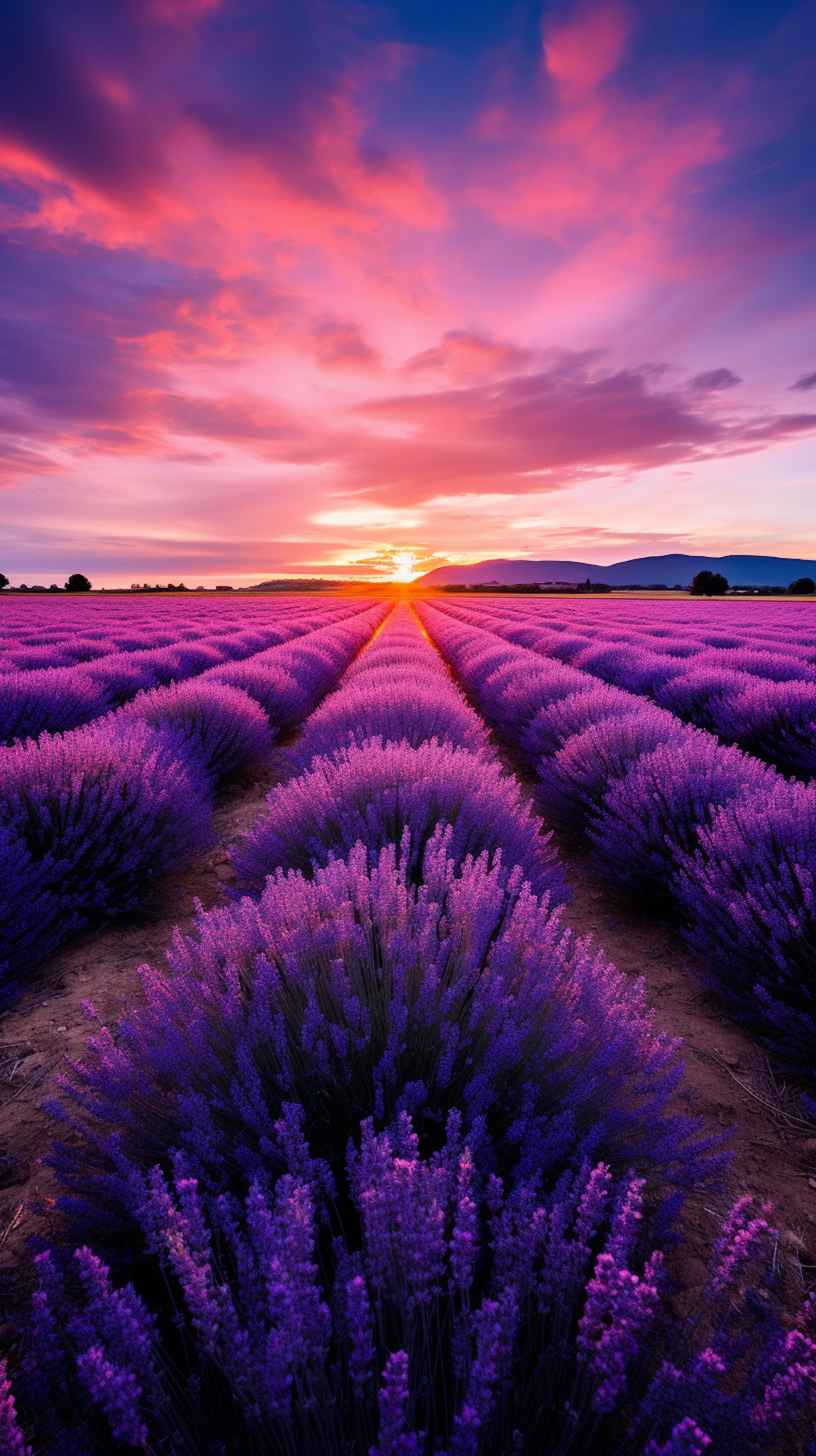 Sunset Serenity in Lavender Fields