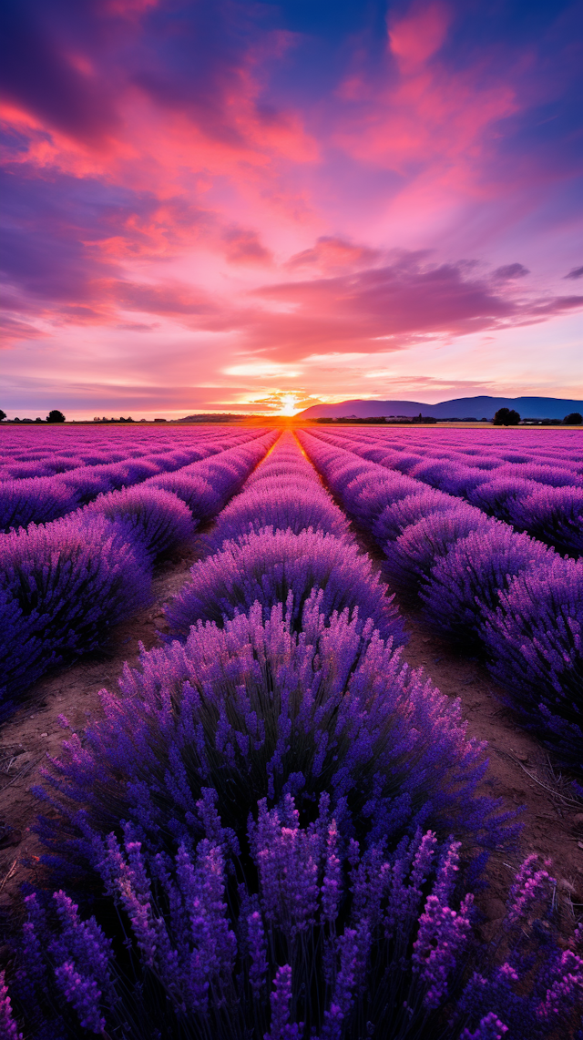 Sunset Serenity in Lavender Fields