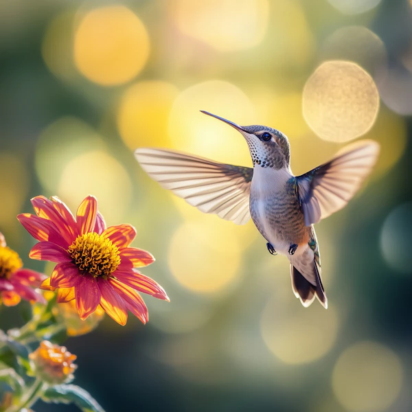 Hummingbird and Flower