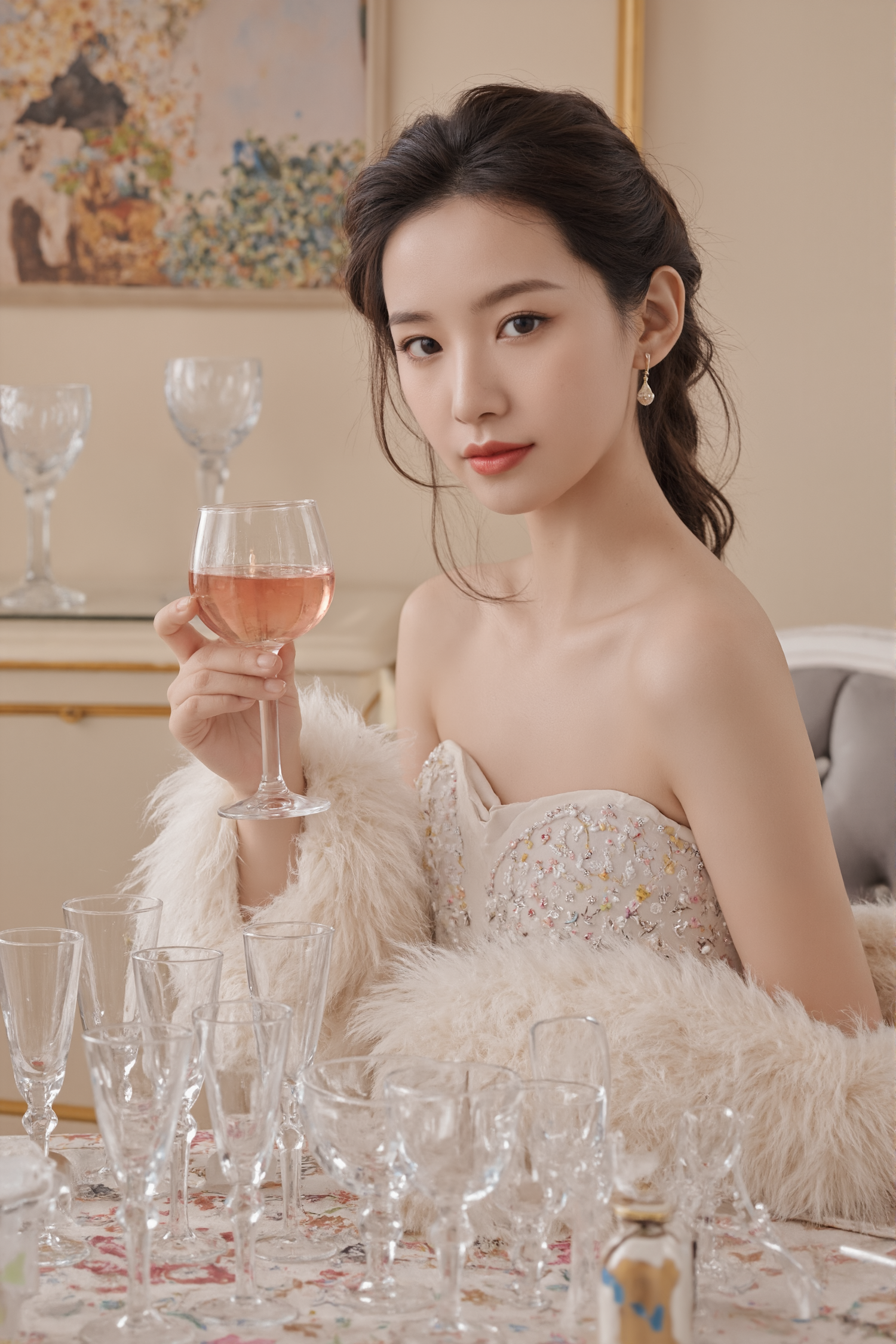 Elegant Woman with Rosé