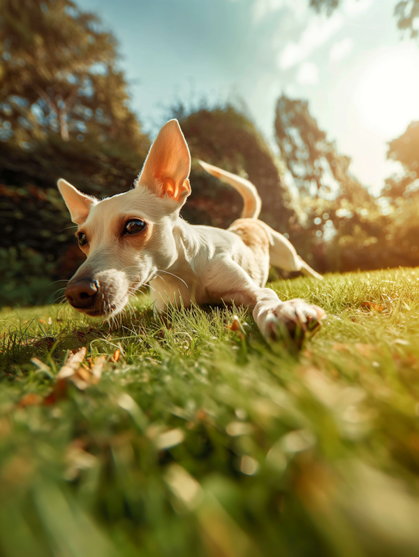 Serene Dog in Sunlit Field