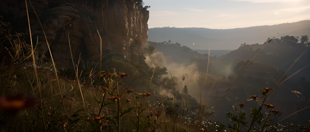 Serene Landscape with Rocky Cliff