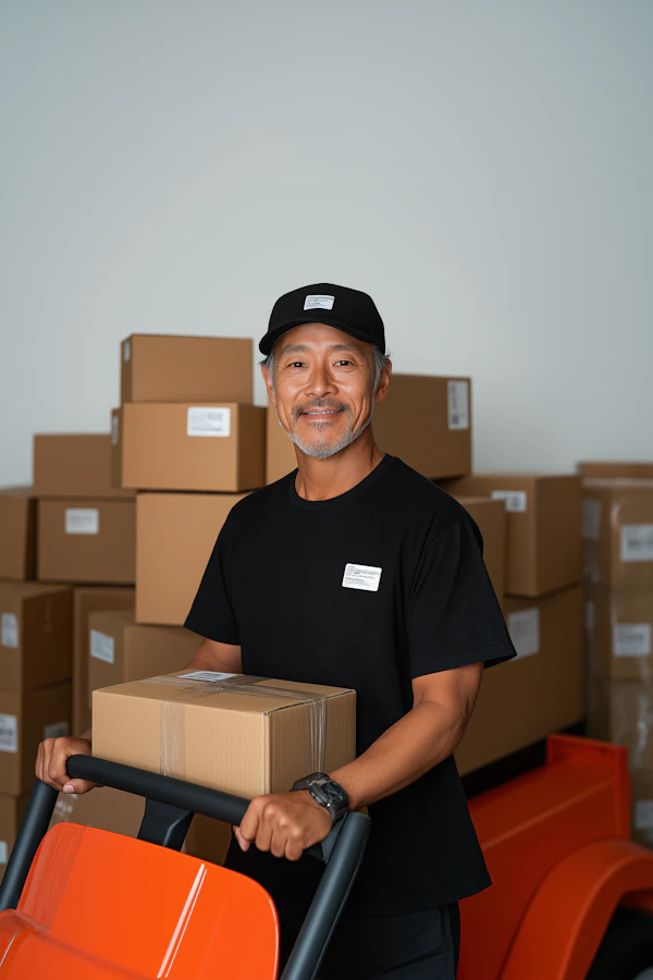 Warehouse Worker with Hand Truck