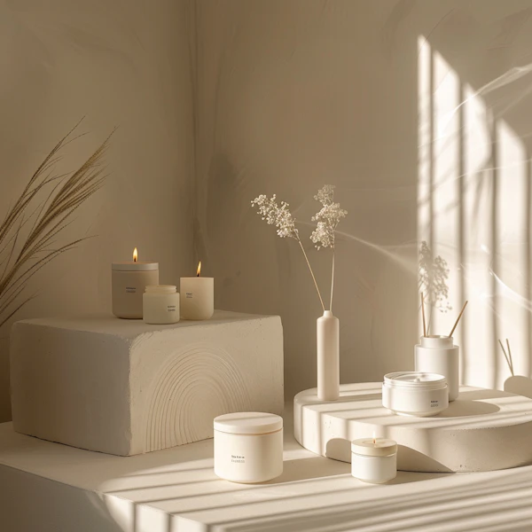 Serene Candle Arrangement with Dry Flowers