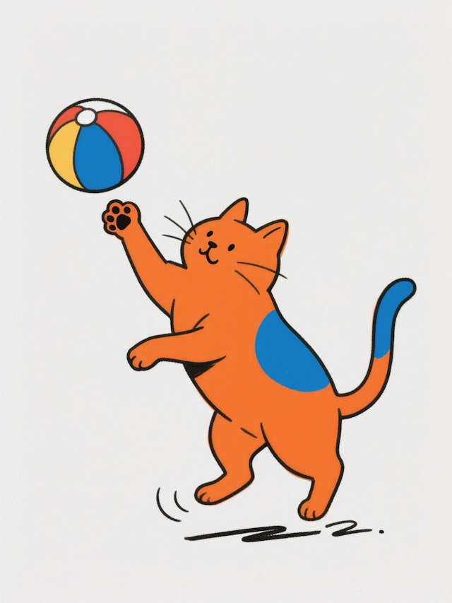 Playful Cat and Ball