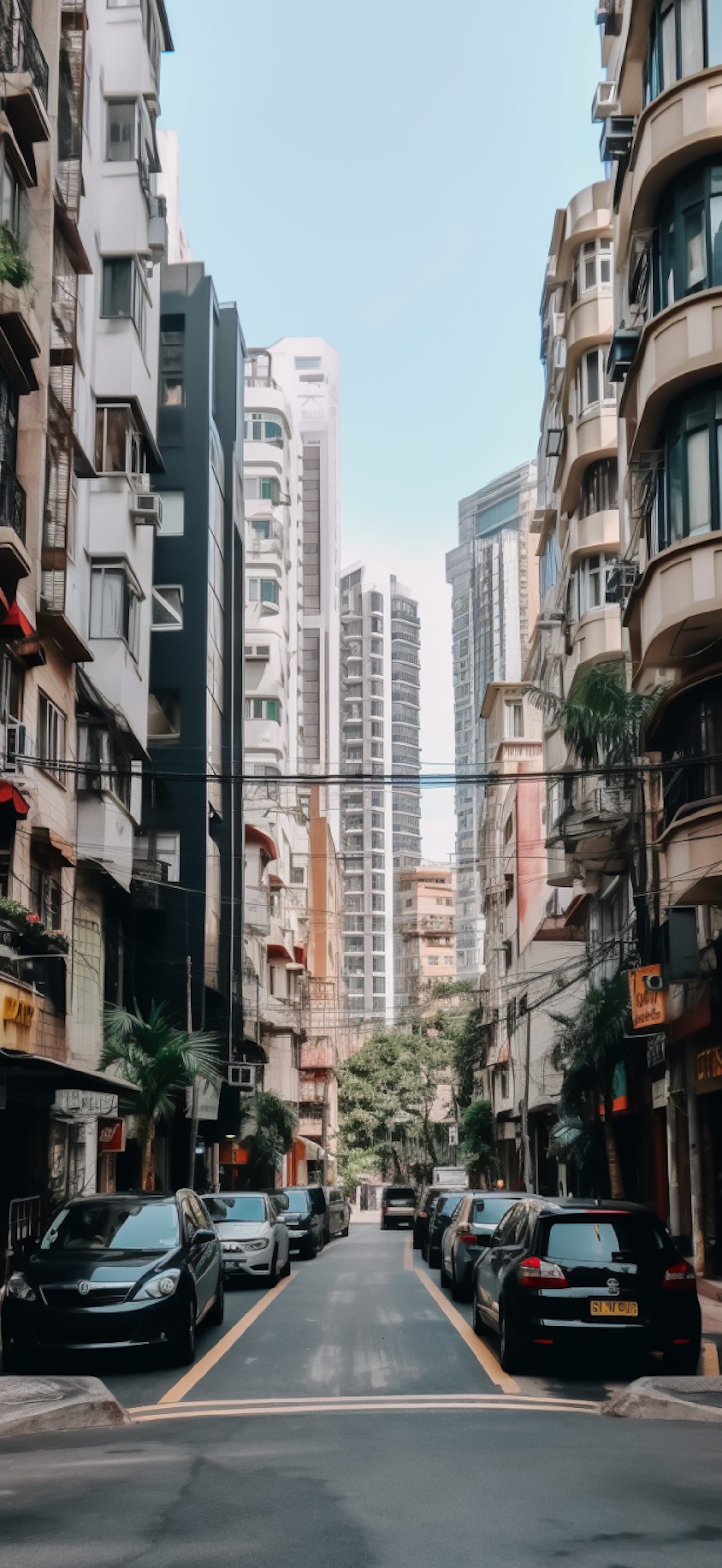 Urban Tranquility: High-rises Under Blue Skies