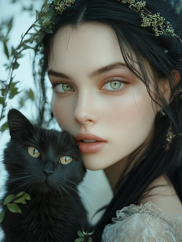 Ethereal Portrait with Cat