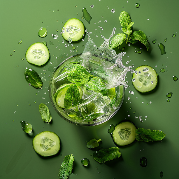 Refreshing Cucumber Mint Drink Splash