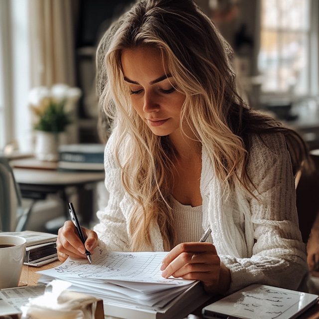 Woman Writing in Notebook