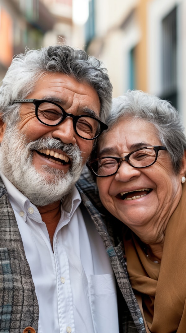 Elderly Couple Smiling Joyfully