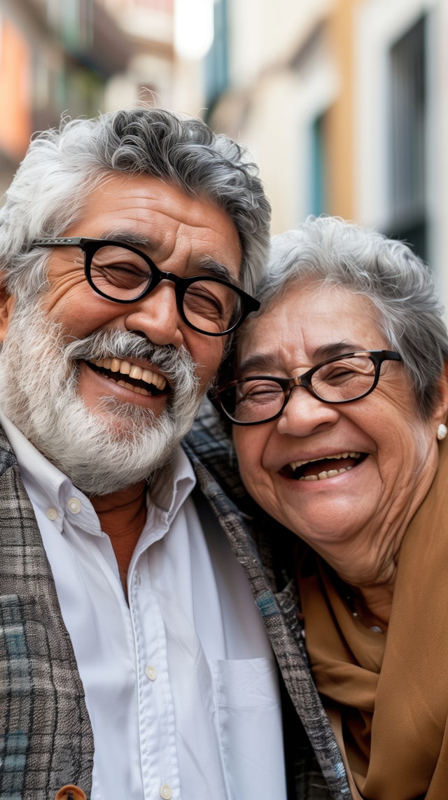 Elderly Couple Smiling Joyfully