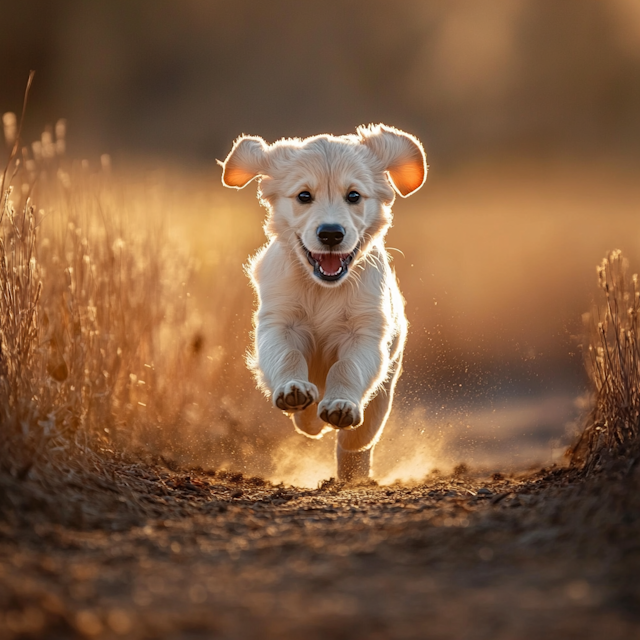 Joyful Golden Retriever Puppy Running