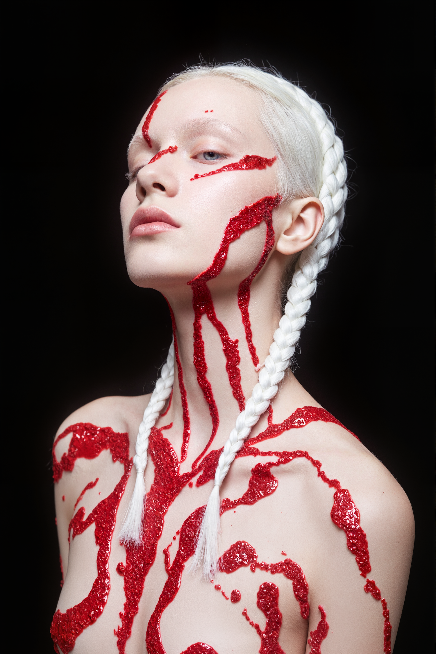 Striking Portrait with Red Glitter
