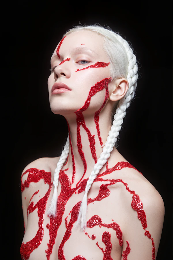 Striking Portrait with Red Glitter
