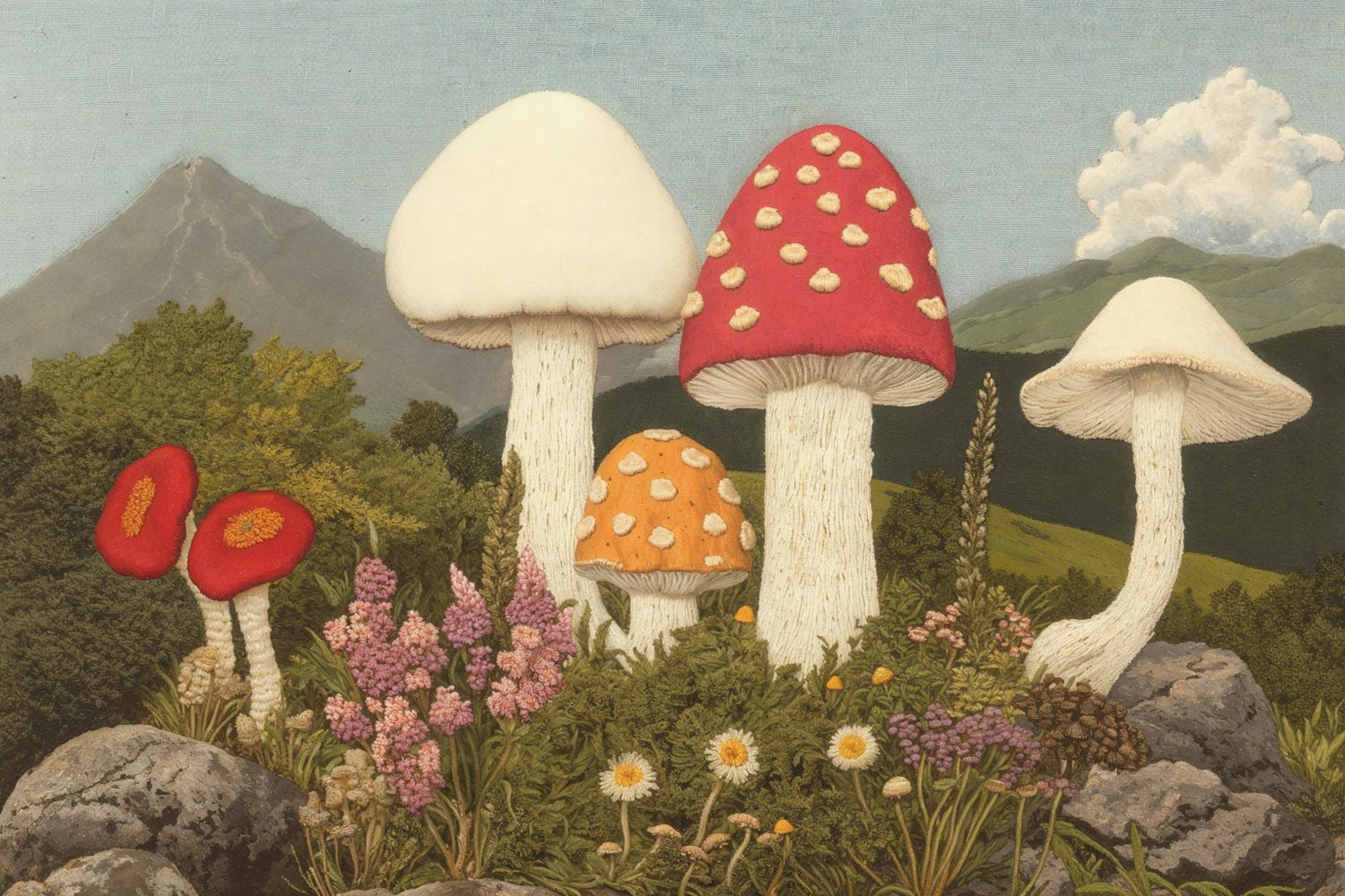 Enchanted Mushroom Pastoral Scene