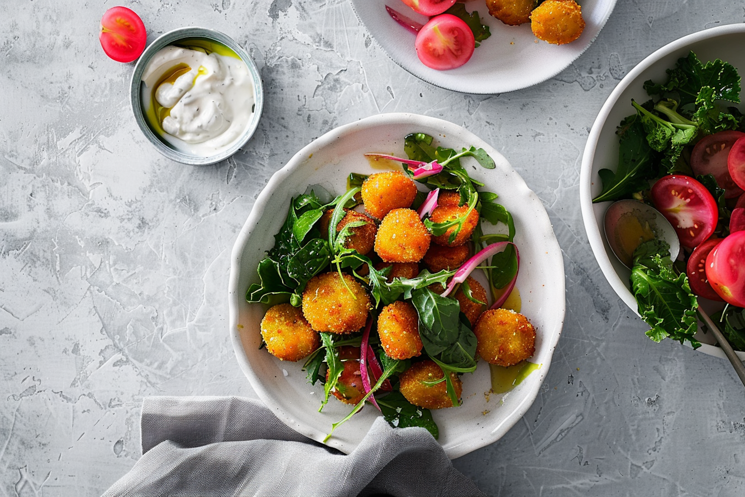 Gourmet Fried Food on Salad