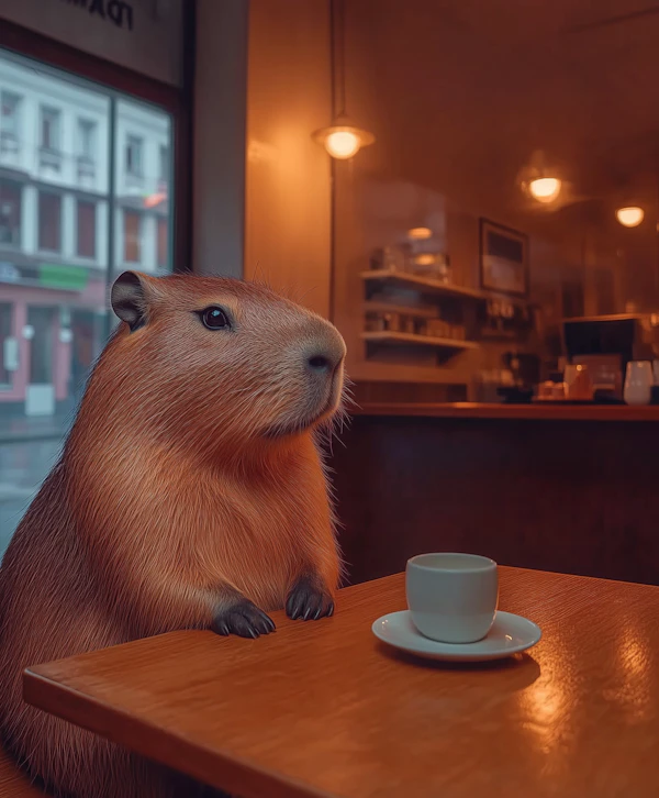 Capybara Café Moment