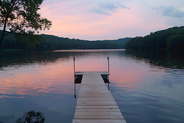 Serene Lakeside Sunset