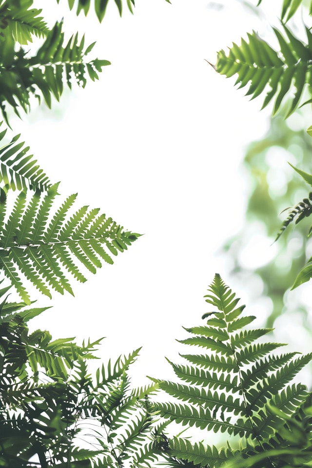 Lush Fern Leaves Against Soft Background