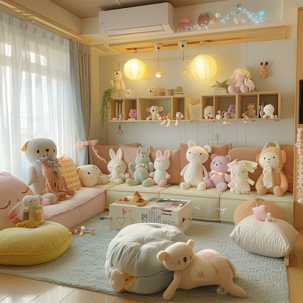Cozy Children's Playroom with Plush Toys