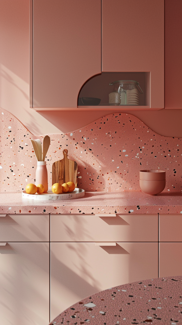 Modern Kitchen in Pink and Coral Tones